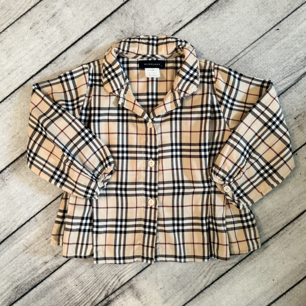 Authentic Burberry Toddler Girls Button Down Shirt, Sz 2T, Beautiful Pleating